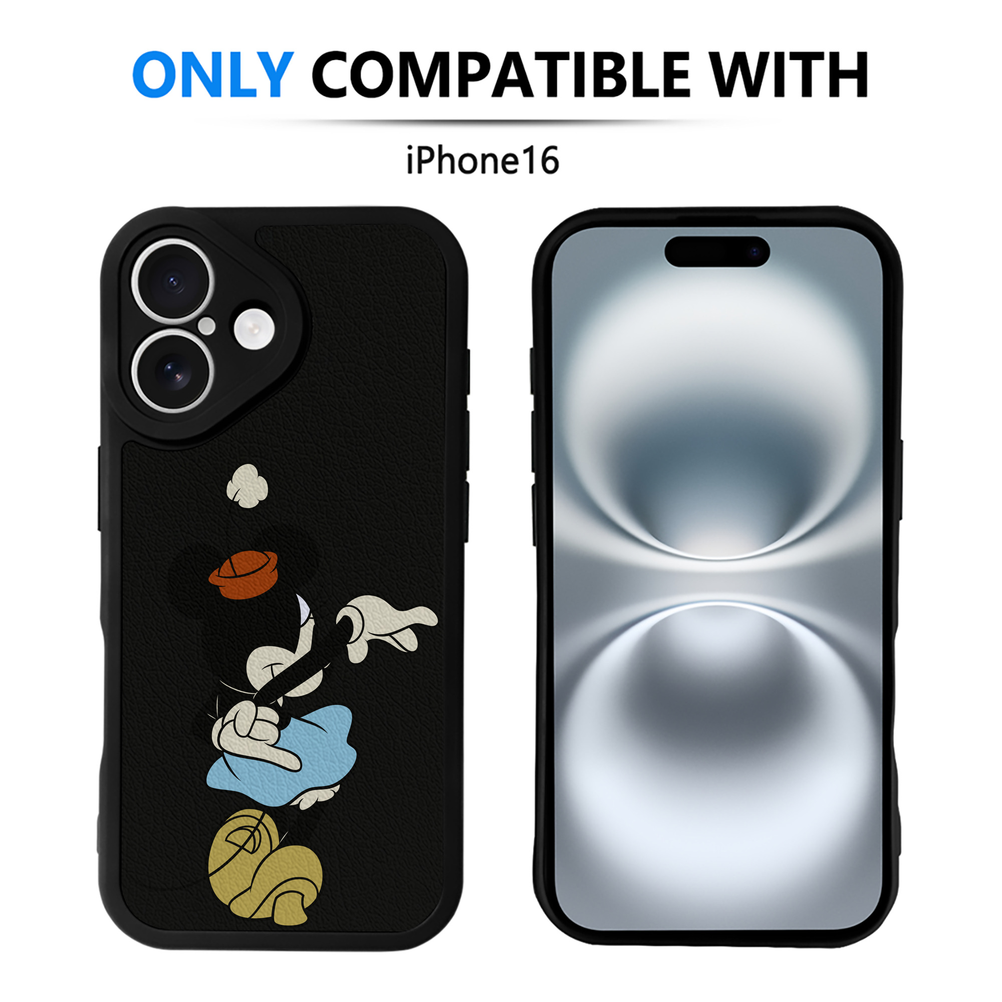 （画像用） ミッキーマウス Mickey Mouse 【iPhone 16シリーズ対応】シリコンスマホケース（レザー調） 材質：シリコン